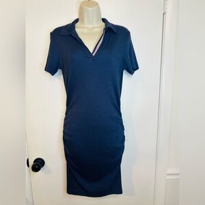 Sundry Anthropologie Short Sleeve  Navy Ribbed Polo Dress Size M